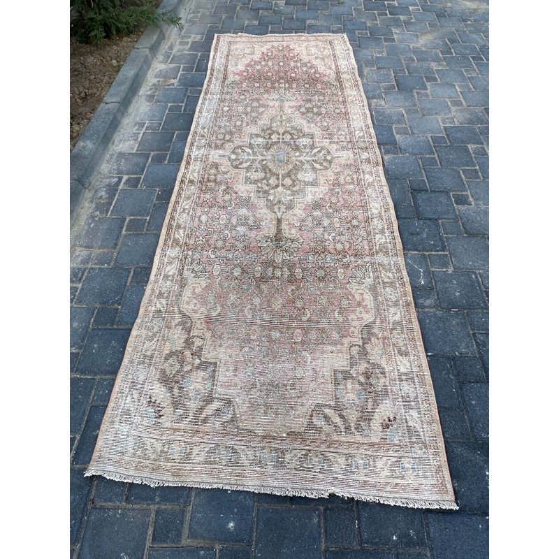 Vintage Wool Patchwork Runner, 1.5 x 4.2 Ft Beige Rug