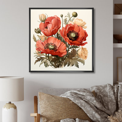 Red Serene Poppy Meadows III - Art mural coquelicot