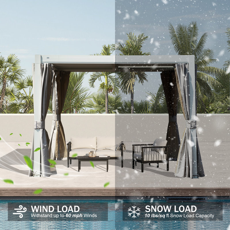 10 pi. L 10 pi. Pergola en aluminium, Blanc