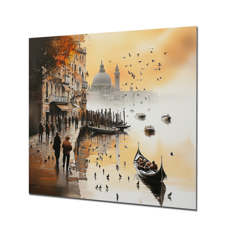 Aquarelle de Venise, lumière douce du canal - Venise, impression sur métal industrielle, H 29 po x l 29 po