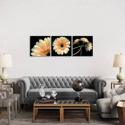 Gerbera Triptych - Canvas Wall Art Set - Wrapped Canvas (Set of 3)