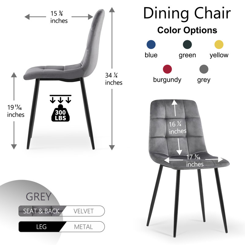 Upholstered Velvet Dining Chairs Set Of 4, 4, Gray