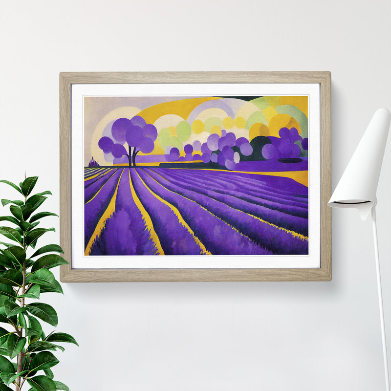 Abstract Lavender Field - Framed Print, 46cm H x 64cm W x 2cm D, Oak