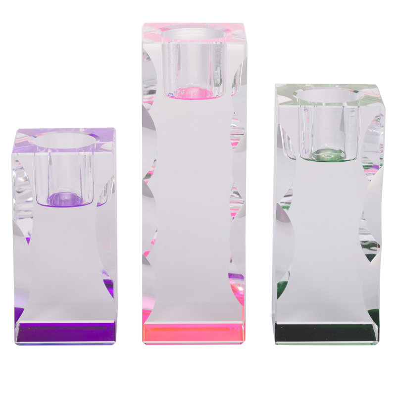 Ensemble de chandelles en verre 3 pièces