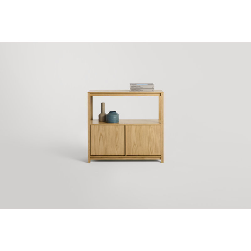 Open Plan Solid Wood Etagere Bookcase, White Oak