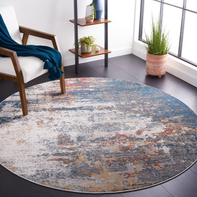 Tapis Kulig 210 ivoire / bleu rouille