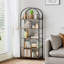 5-Tier Arched Bookcase - Rustic Brown & Black Wood And Metal Display Shelf Unit