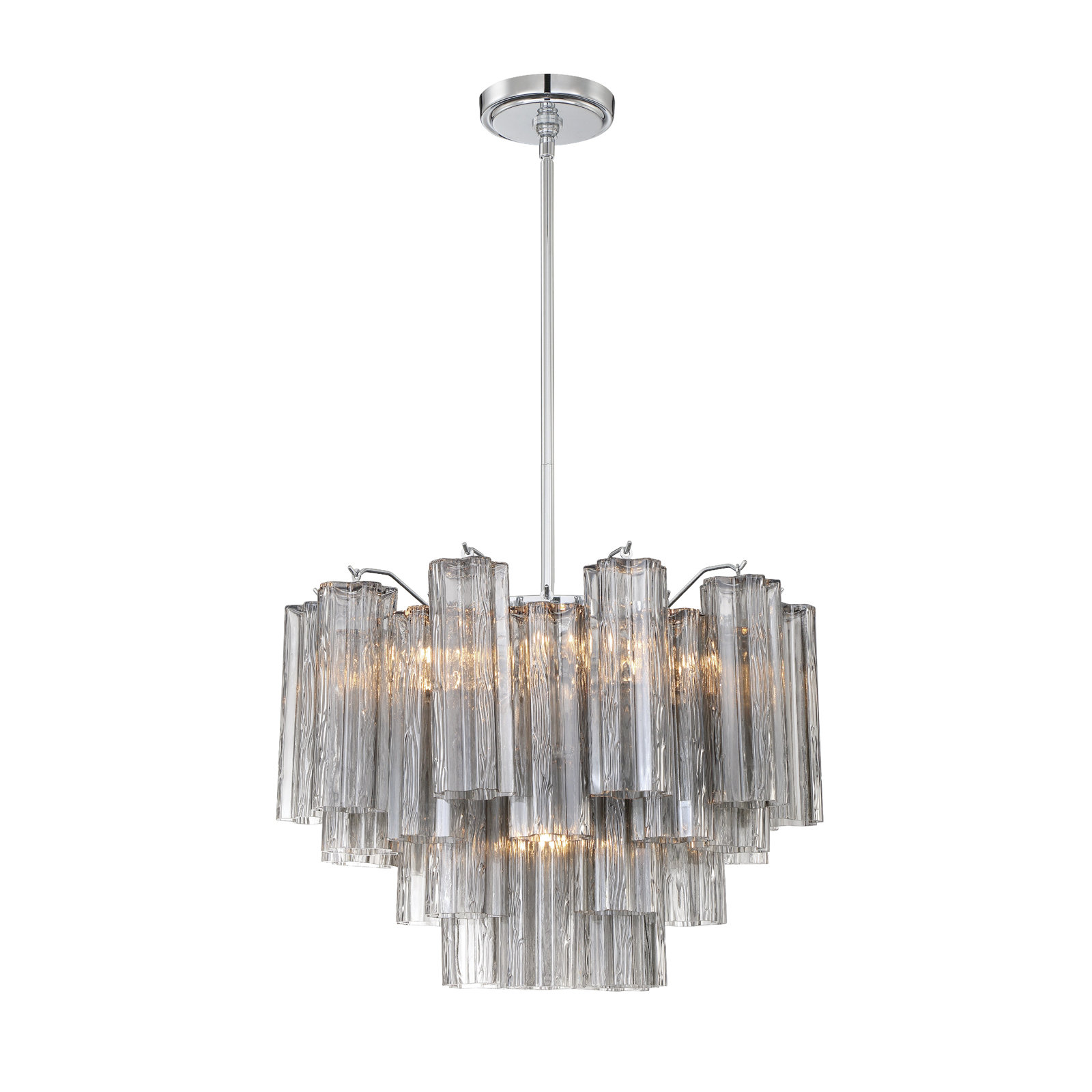 Wrightia Dimmable Tiered Chandelier, Polished Chrome, Black, 14" H x 19.75" W x 19.75" D