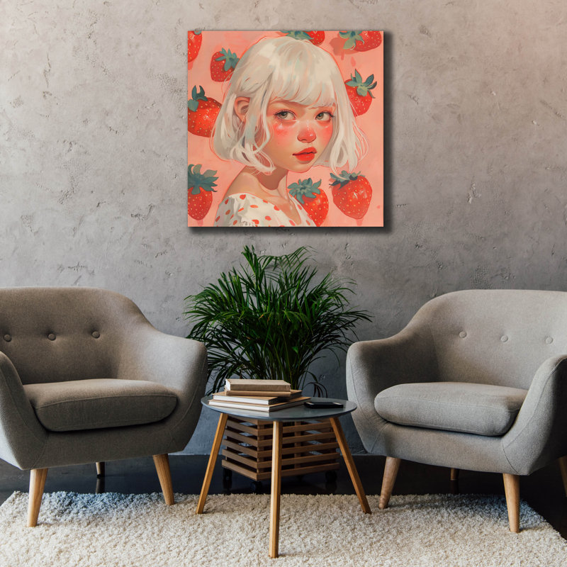 Winston Porter 'Strawberry Girl One' by Andreas Magnusson Canvas Wall Art, 18" x 18", H 37 po x l 37 po x P 1,5 po