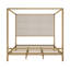 Lit à baldaquin doré moderne avec tête de lit tapissier en tissu de lin haut de 76,5 po-2052732404-2052732405