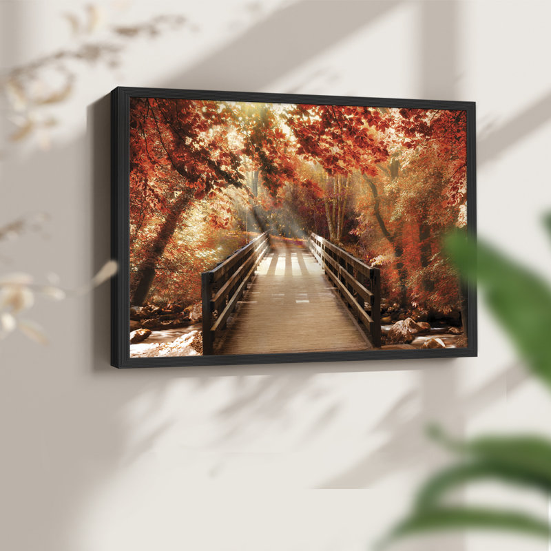 Autumn Bridge -Framed Print - Restickable, 22" H x 28" W, Black