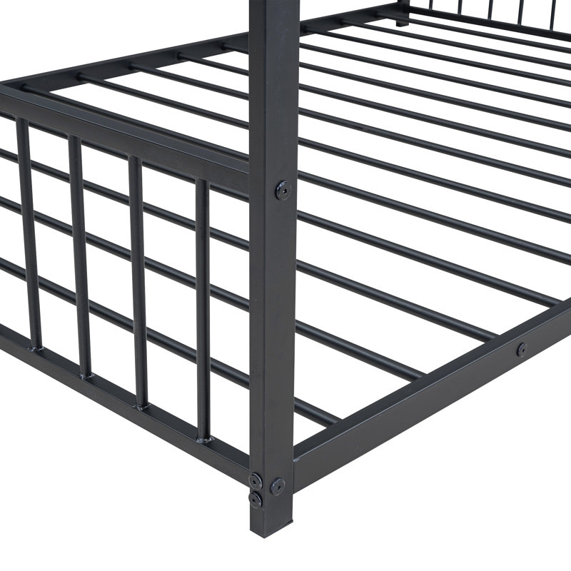 Lit en métal pour chambre d'amis Christenson, Lit double, Noir