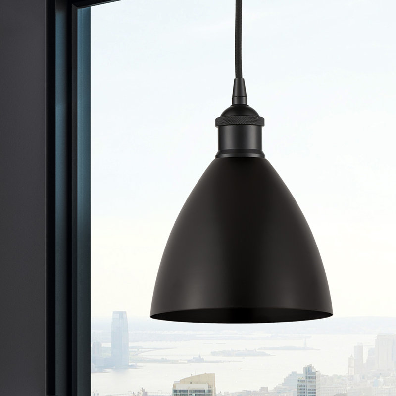 1 - Light Single Drop Pendant Pendant, Matte Black, Matte Black, 11.25" H x 7.5" W x 7.5" D