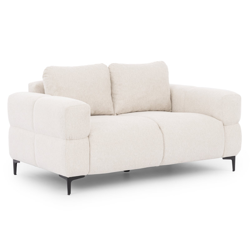 2-seater Sofa With Cardea In Soft Textured Fabric And High Seating Comfort, Cream