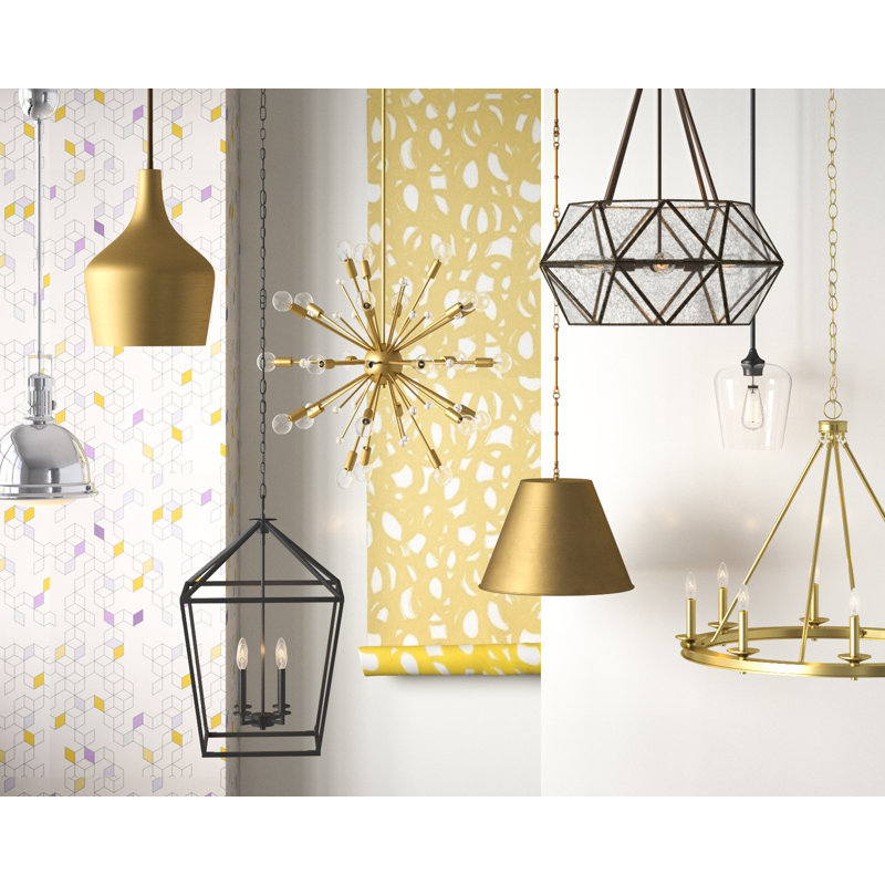 Luminaire suspendu en forme de cloche 1 lumière Venegas en laiton naturel, Laiton naturel