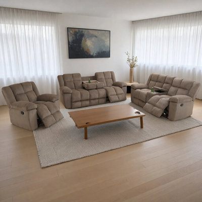 3-Piece Modern Living Room Recliner Sofa Set