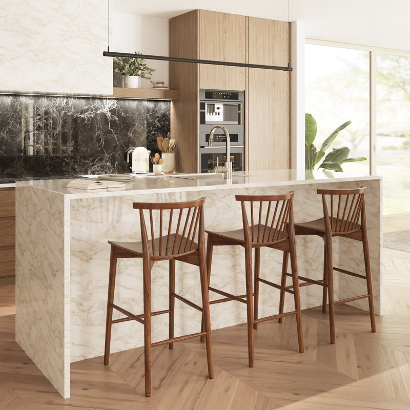 Tabouret de comptoir en bois massif 25 po Tybee, Noyer