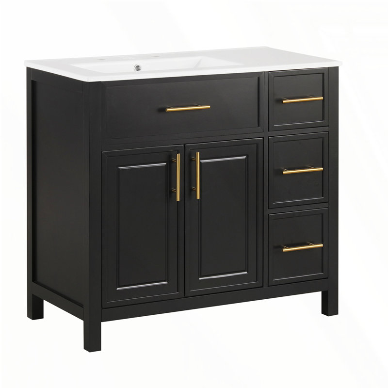 36" Bathroom Vanity with Sink Top, Black