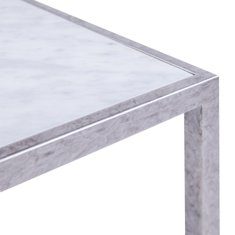 LA Marble Cross Legs End Table, Royal Silver