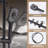 Brass Exposed Shower System with 11.81*7.48" Rainfall Shower Head, 3 Modes Hand Shower and Tub Faucet, 3 Function Bathroom Shower Faucet Set with Rough-in Valve-79558309
