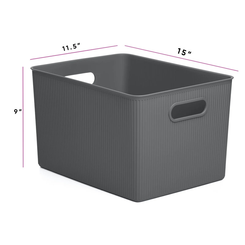 Storage Bin with Matching Lid, Grey