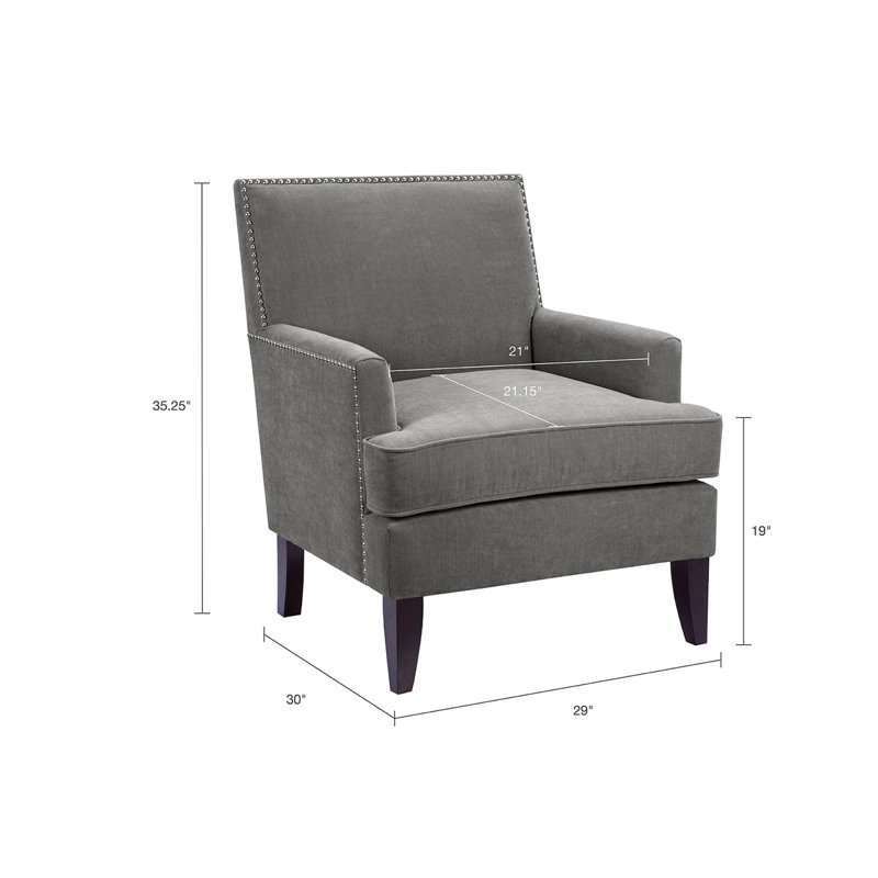 Chaise de chambre à coucher avec fauteuil 29,9 po Bernet, Polyester gris, Noir