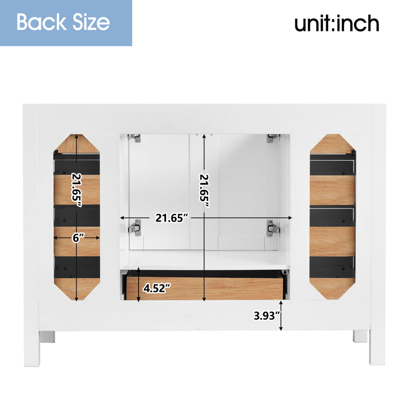 48-inch Bathroom Vanity With Engineered Stone Top, White, Silver