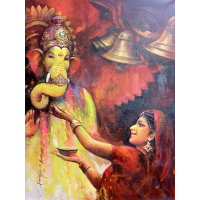 Ganeshji Devotion | Acrylique sur toile | Pour la décoration murale