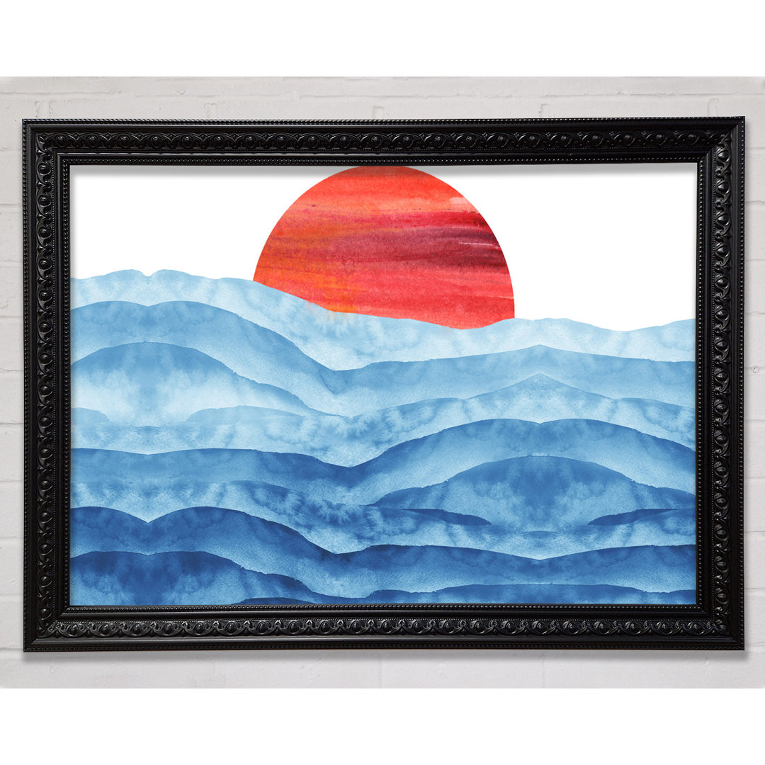 Red Sun Over The Ripples - Einzelne Bilderrahmen Kunstdrucke