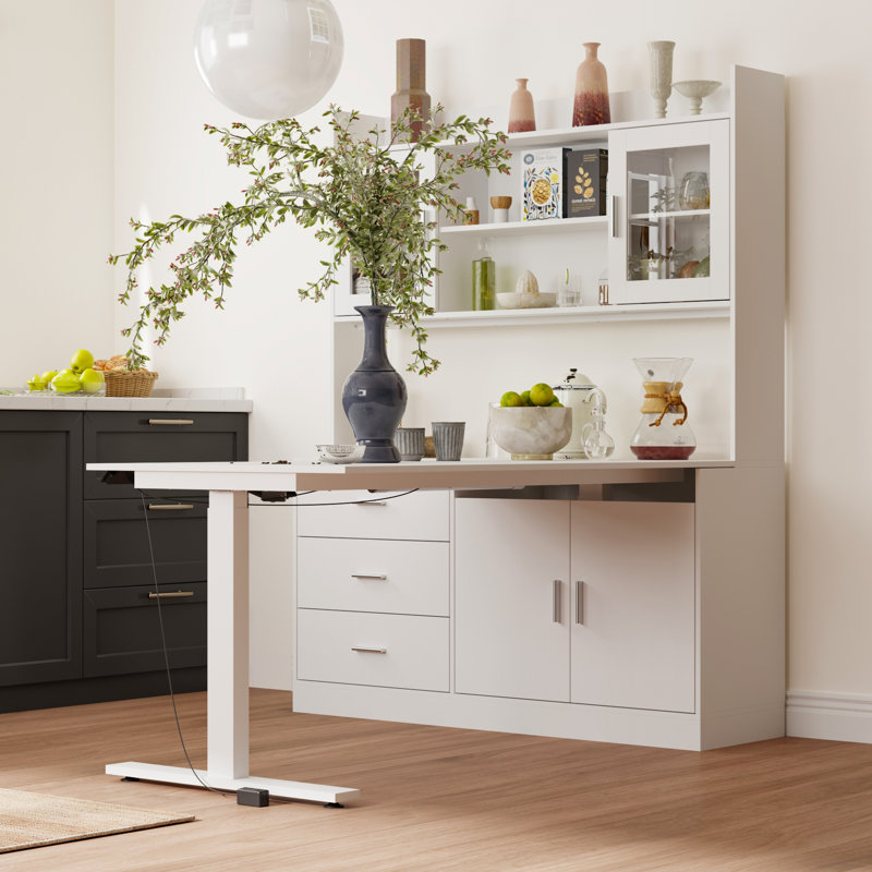 Liftable Dining Table Island With Pantry Cabinet