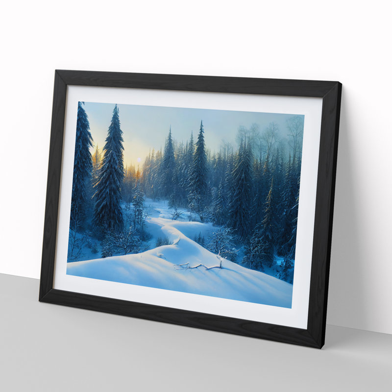 Pine Tree Forest Winter Vol.3 - Single Picture Frame Print, Black Framed, 46cm H x 64cm W x 2cm D
