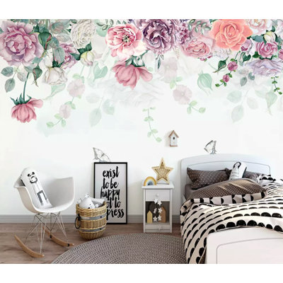 Vintage Floral Colorful Nostalgic Peonies Removable Wallpaper