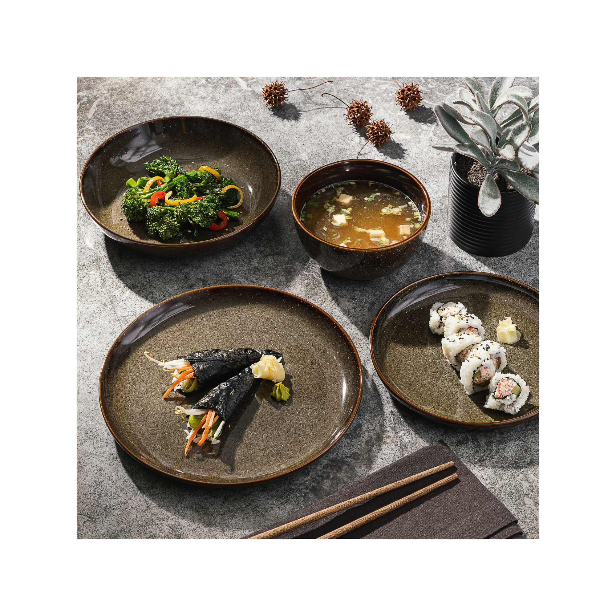 Gibson Elite Edwina 16 Piece Doible Bowl Dinnerware Set