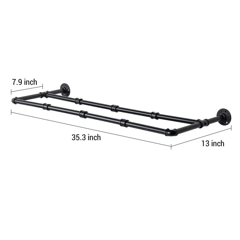 Trent Austin Design® 2 Piece Wall Black Pipe Shoe Storage Rack | Wayfair