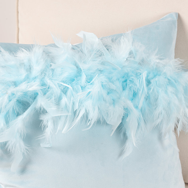 Coussin décoratif en plumes, H 18 po x l 18 po, Bleu clair, Pillow Cover & Insert