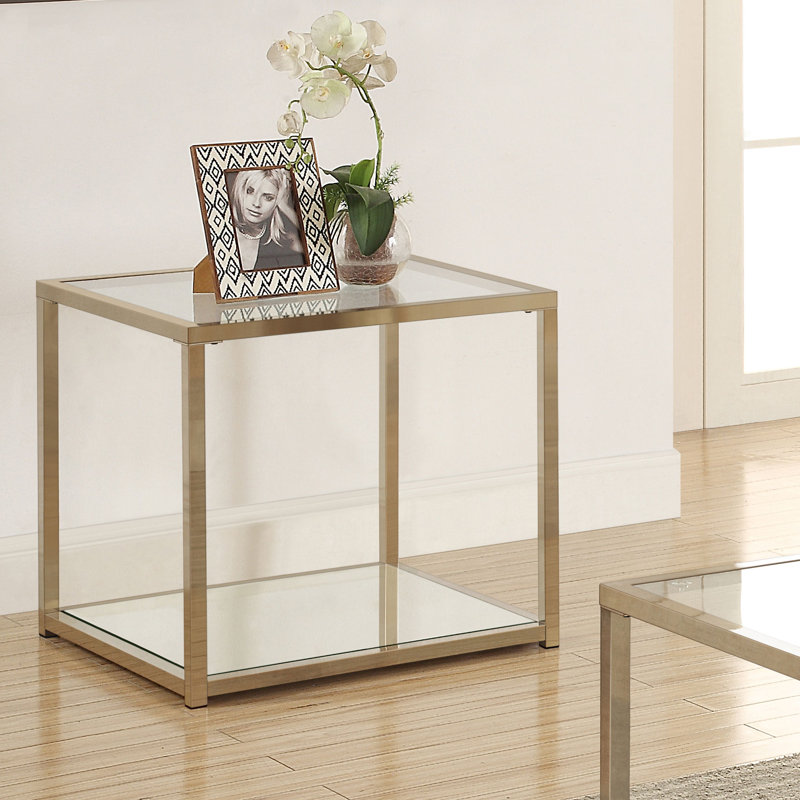 Doral End Table with Mirror Shelf