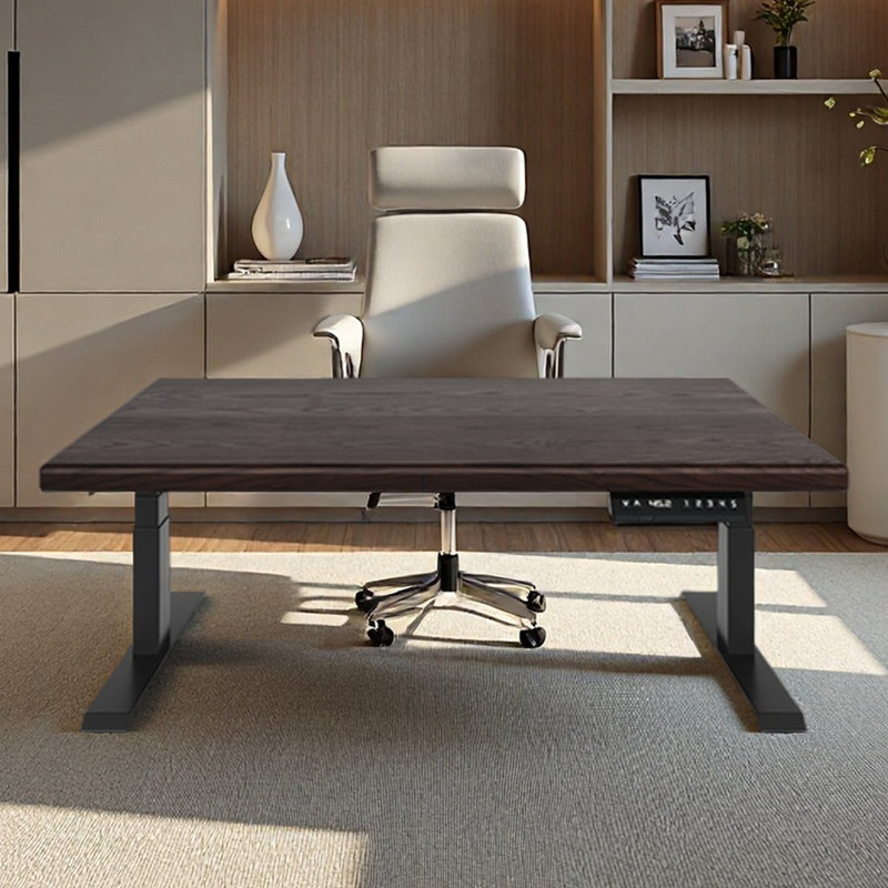 Solid wood height-adjustable desk for study, 30.59" H x 39.37" W x 23.62" D
