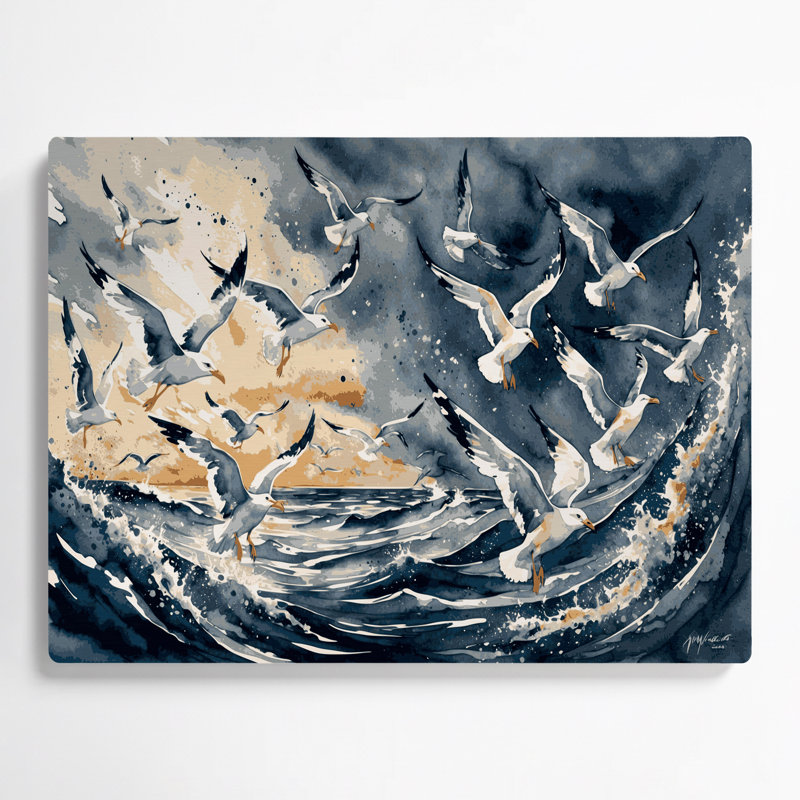Oiseaux, mouette argentée, art mural en métal beige, H 11 po x l 14 po