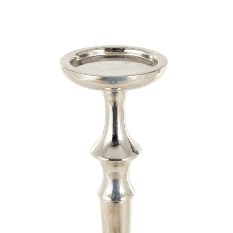 Aluminum Metal Floor Silver Decorative Candle Holder, 38.2" H x 7" W x 7" D