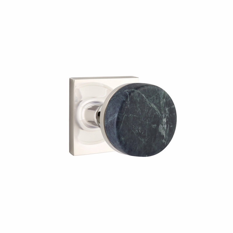 Select Round Knob with Square Rosette, Polished Nickel