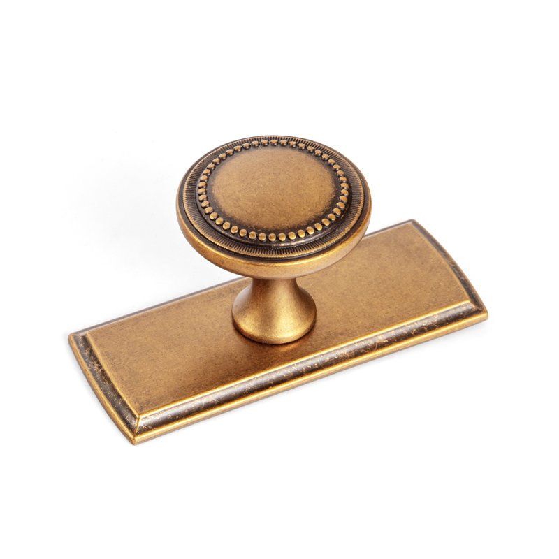 Poignée champignon 1 1/3 po avec contre-plaque (G011), Antique Brass