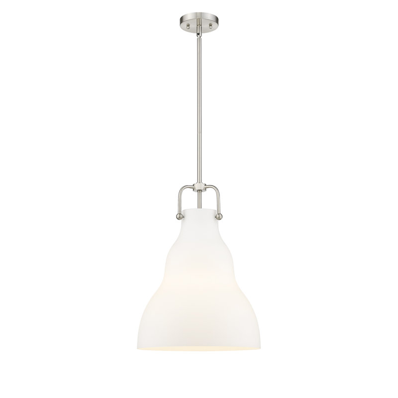 Luminaire suspendu sphère 1 lumière Fumiko, Blanc mat, Ampoule non incluse, Nickel satiné brossé