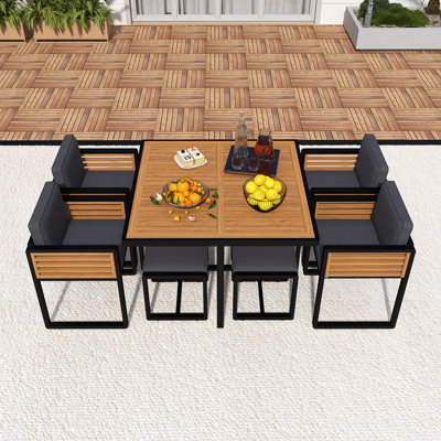 9-Pieces Acacia Wood Patio Dining Set