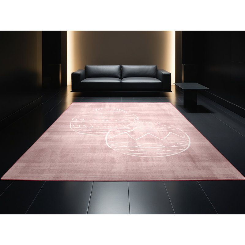 Tapis rose moderne et contemporain lavable à la machine Tribeca, 7 x 9