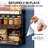 Black 8-Tier Wood and Acrylic Over the Door Pantry Organizer, 180 lbs Heavy Duty Hanging Spice Rack & Wall Mounted Storage Single-1662228778-1647539567