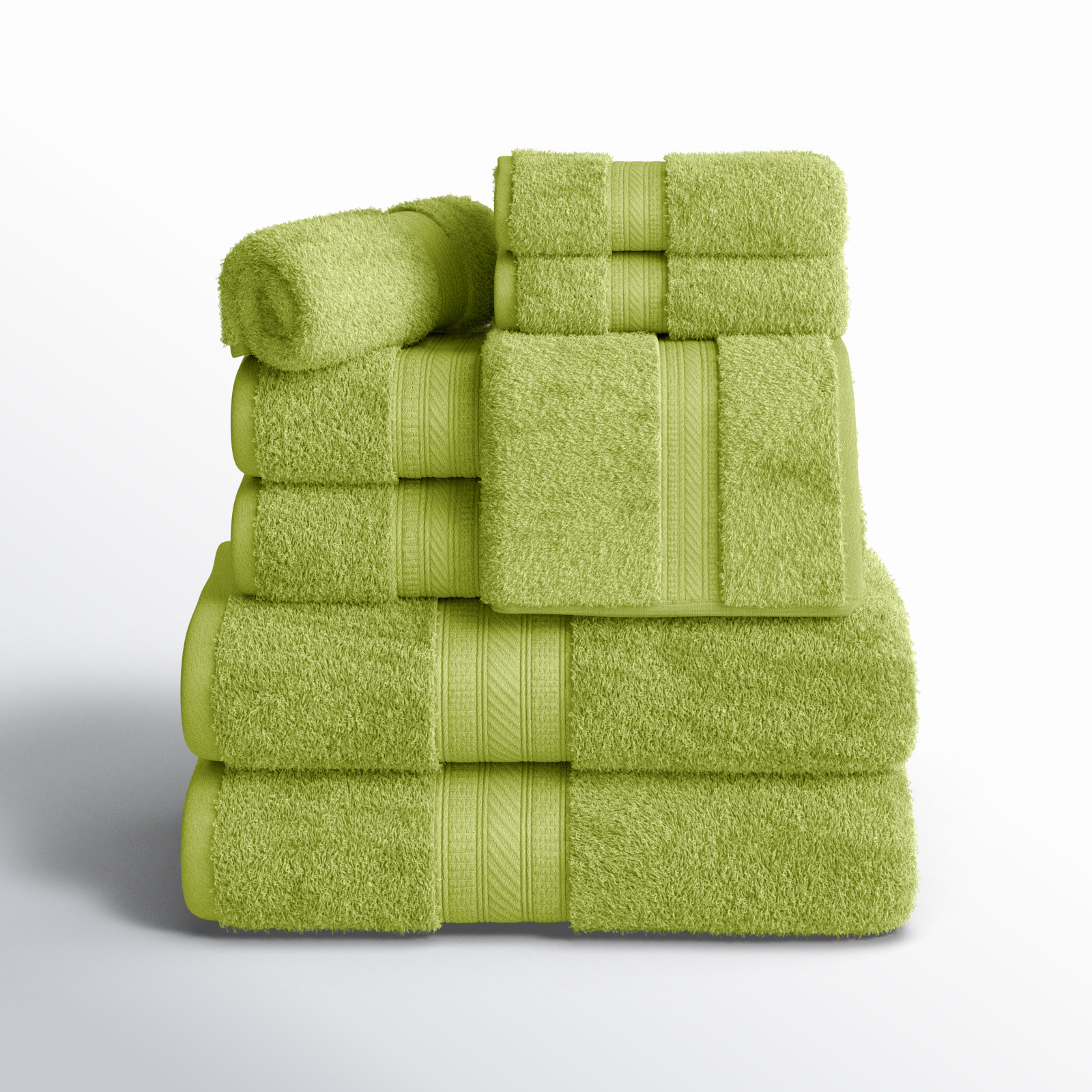 8-Piece Combed Cotton Towel Set, Green Essence