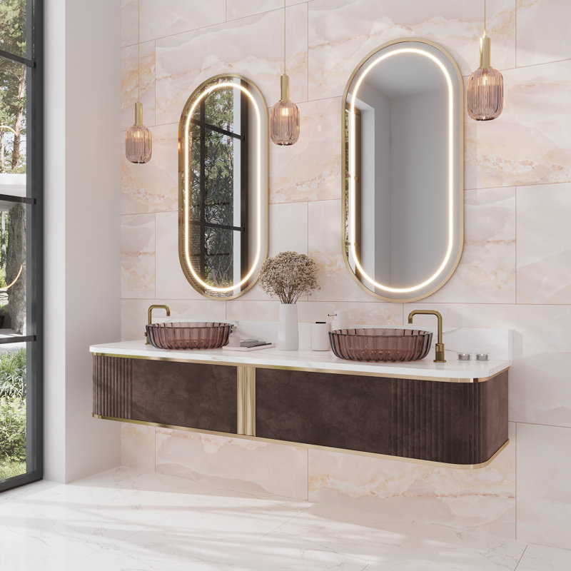 Splendor 24'' W x 48'' L Porcelain Singular Tile, Pink