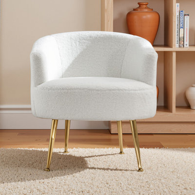 Chaise d'appoint en velours et en peluche avec pieds en métal