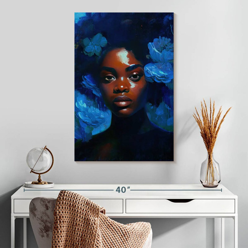 Leisha, femme africaine en bleu, H 30 po x l 20 po