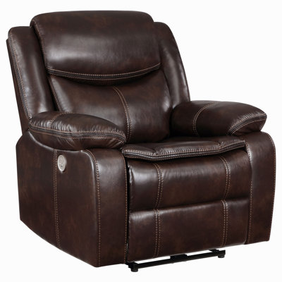 Salerno Dark Brown Upholstered Power Recliner Chair
